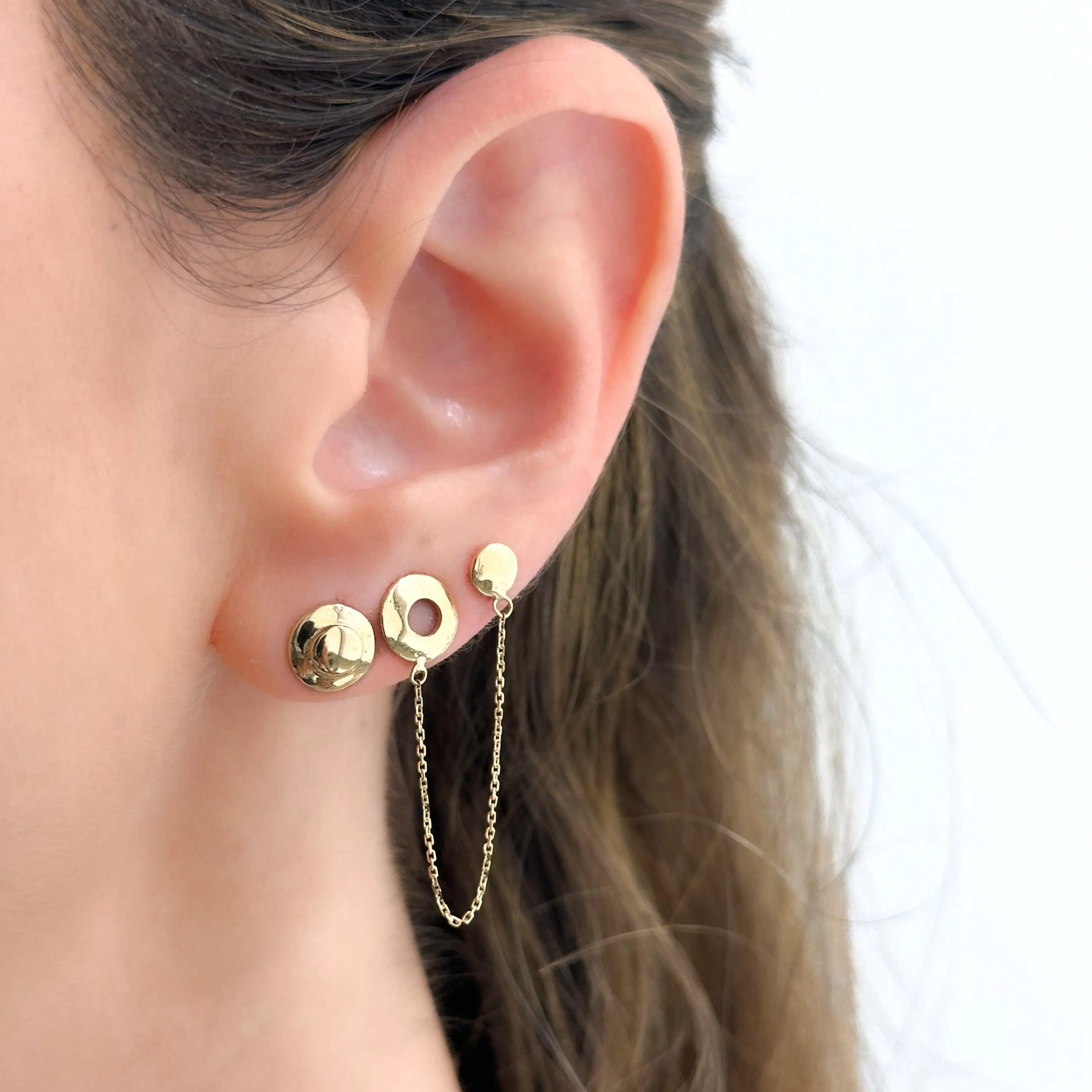 14K Gold Round Earring Studs