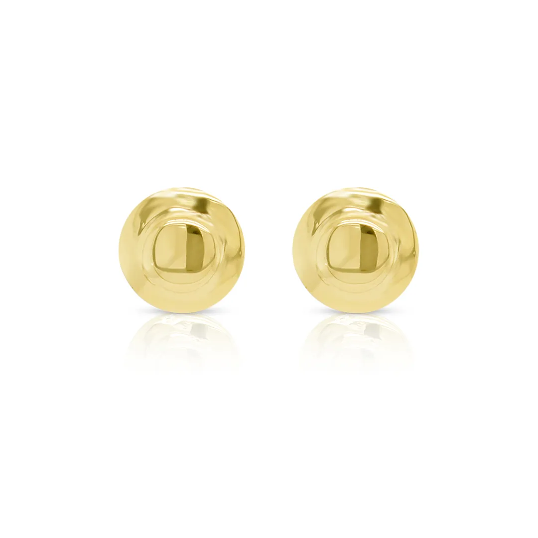 14K Gold Round Earring Studs