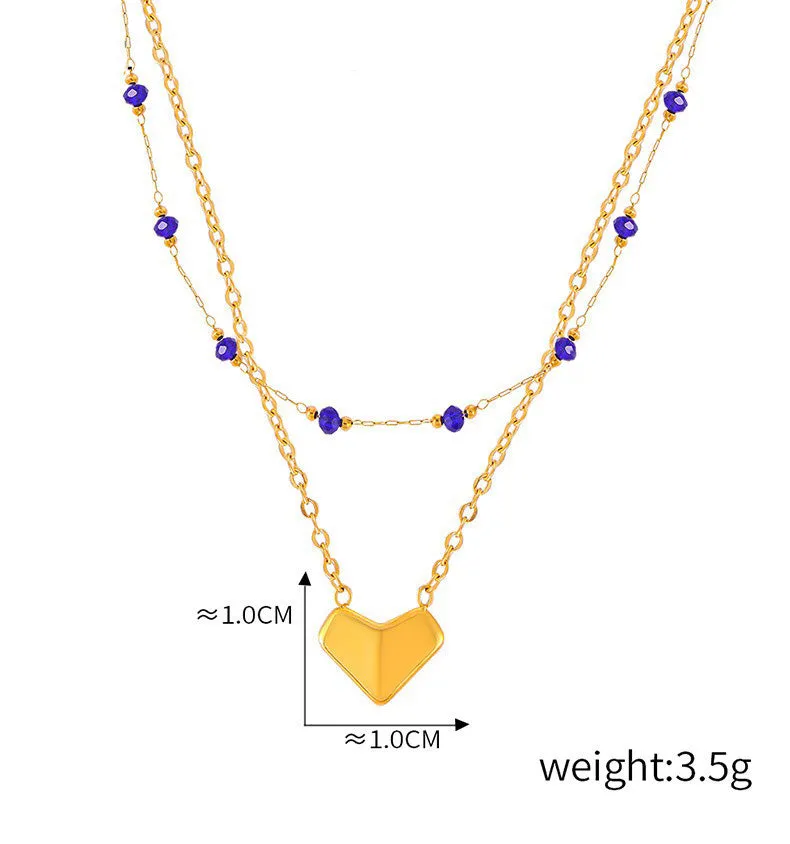 18K gold exquisite and fashionable heart pendant with double-layer design light luxury style necklace