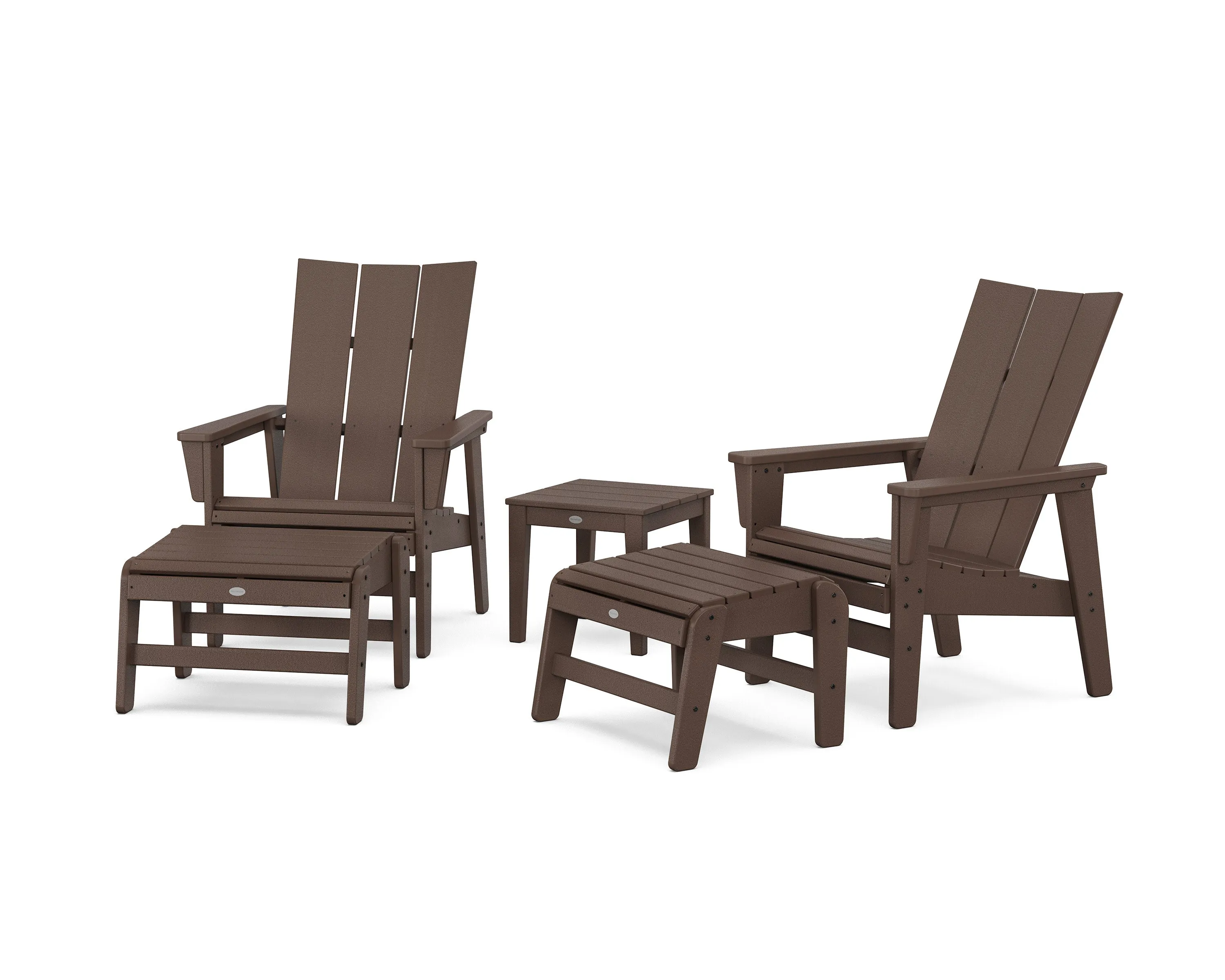 5-Piece Modern Grand Upright Adirondack Set with Ottomans and Side Table