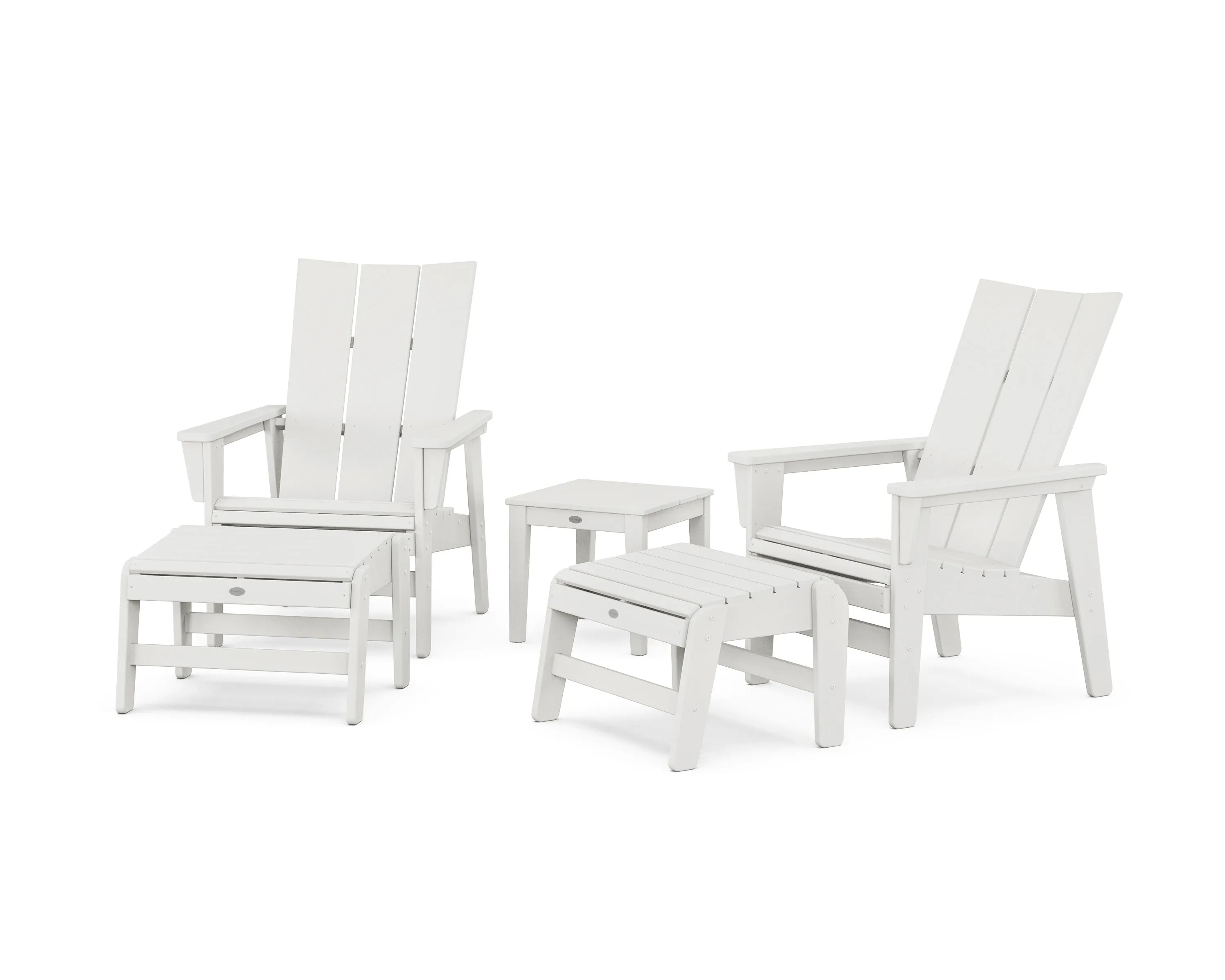 5-Piece Modern Grand Upright Adirondack Set with Ottomans and Side Table