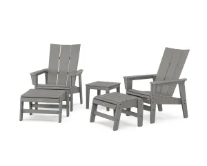 5-Piece Modern Grand Upright Adirondack Set with Ottomans and Side Table