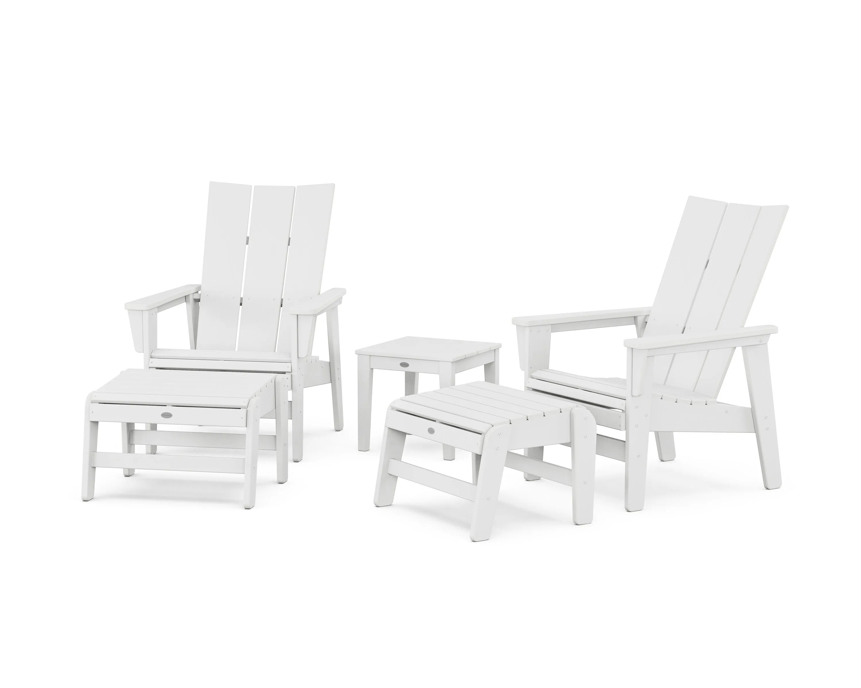 5-Piece Modern Grand Upright Adirondack Set with Ottomans and Side Table