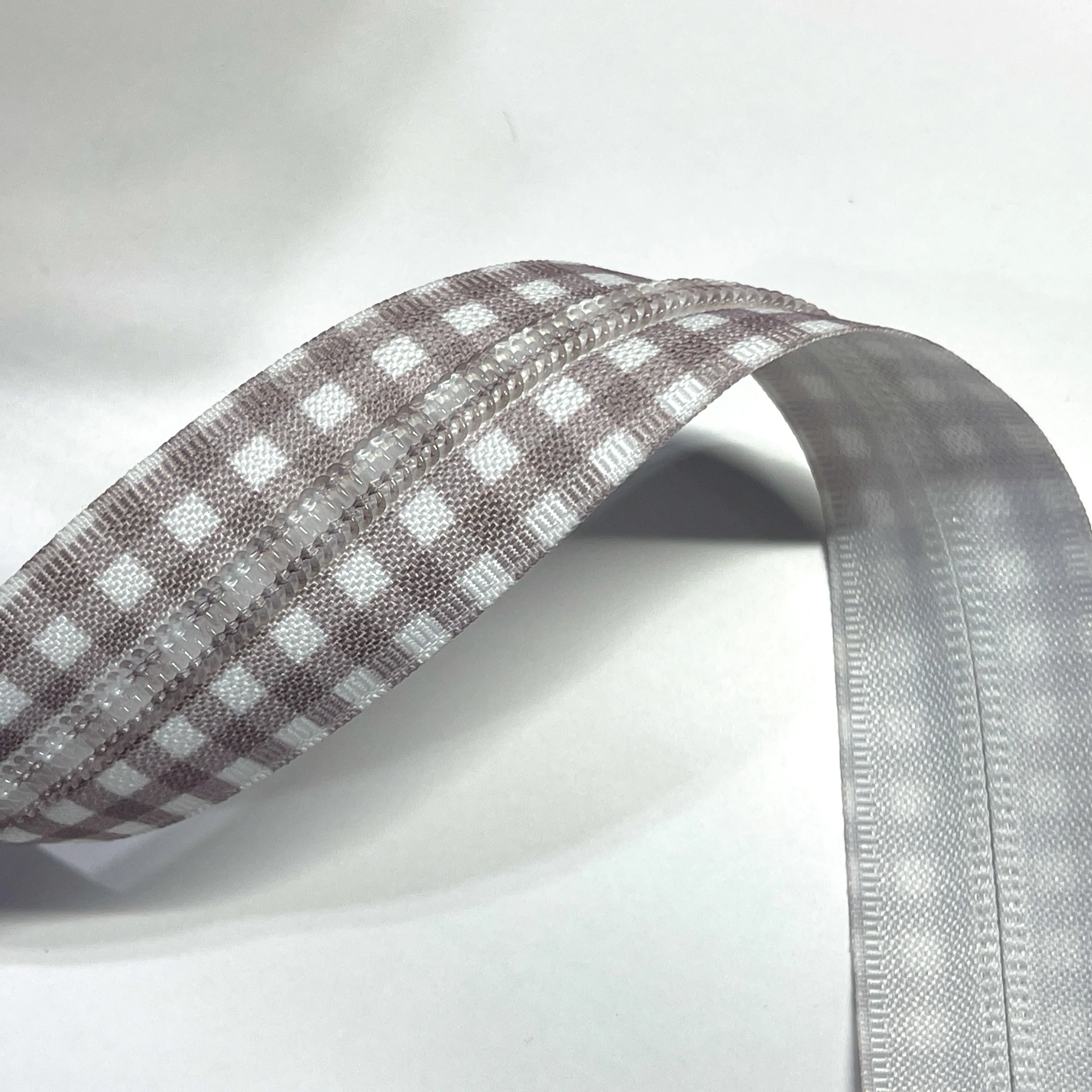 #5 Zipper Tape - 3 yard cut - Grey Plaid