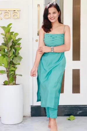 AMRITA SEA GREEN CHANDERI KURTA SET