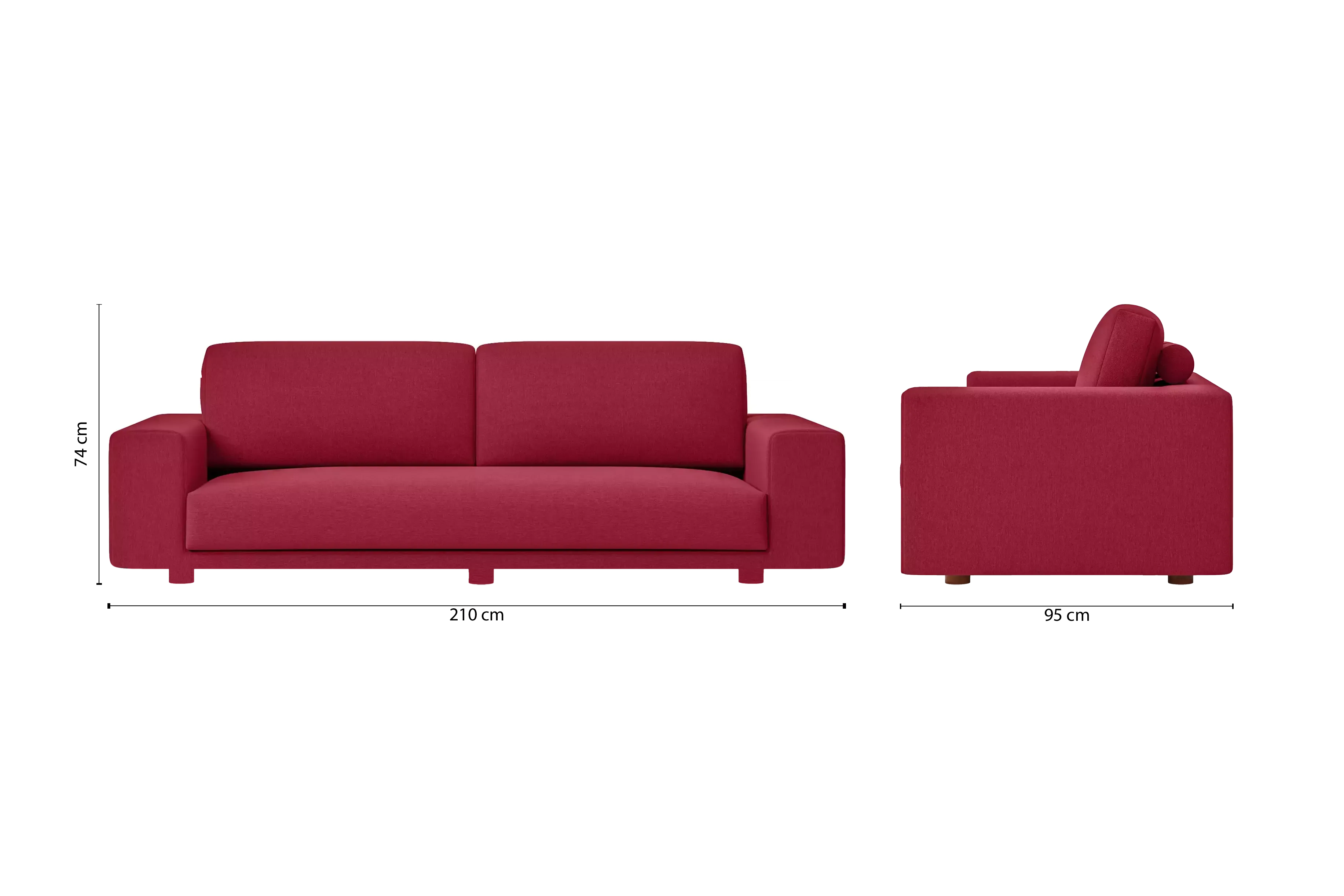 Arezzo 3 Seater Sofa Red Linen Fabric