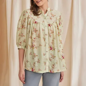 B77 Women's Stylish Printed Linen Shirt