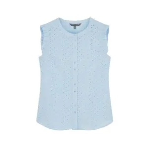 Baby Blue Embroidered and Frilled Blouse