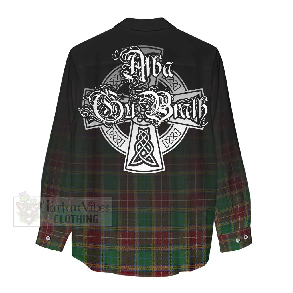 Baxter Tartan Women's Casual Shirt Featuring Alba Gu Brath Family Crest Celtic Inspired