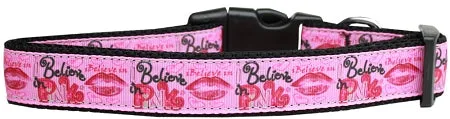 Believe In Pink Nylon Dog Collar Sm