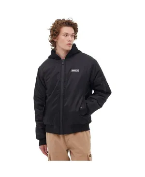 Bench Men's Bomber Jacket with Fleece Hood, Black