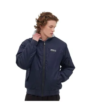 Bench Men's Bomber Jacket with Fleece Hood, Blue