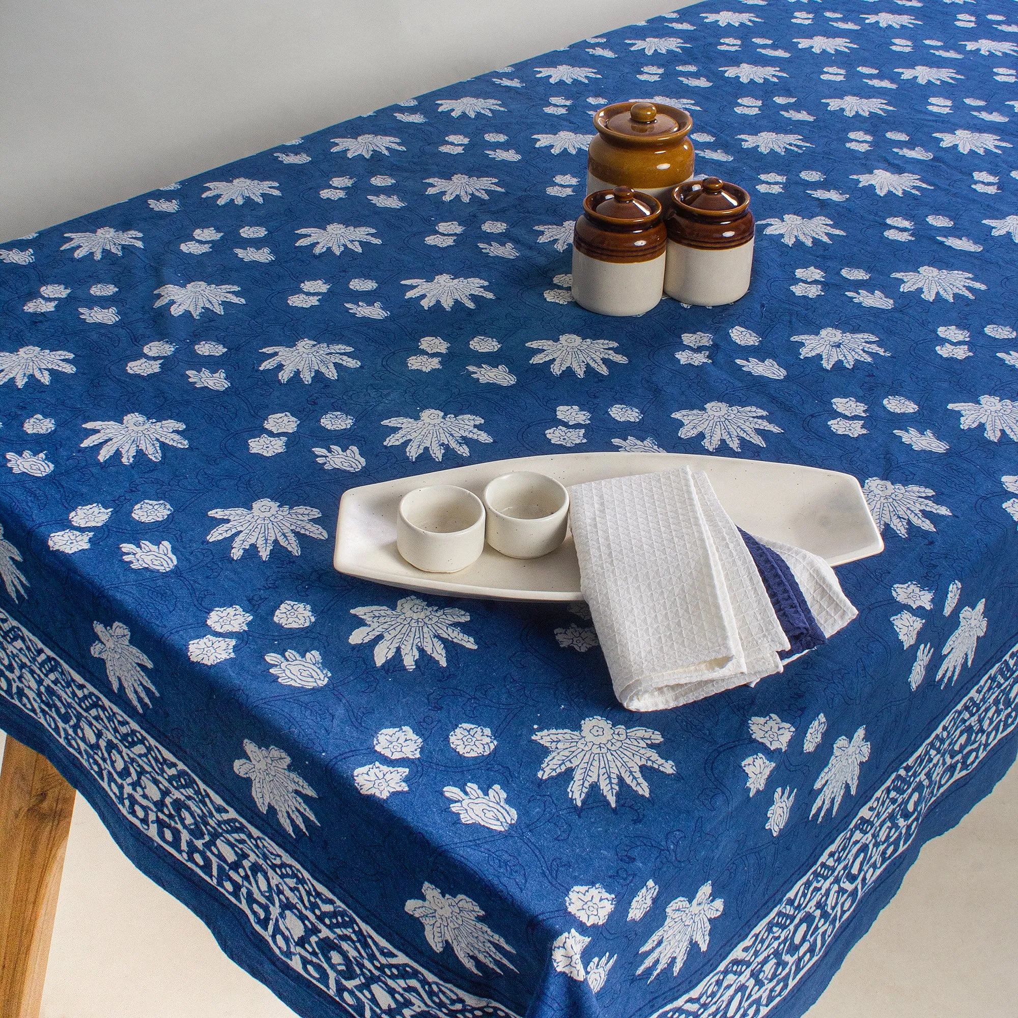 Best Indigo Floral Printed Pure Cotton Table Cover