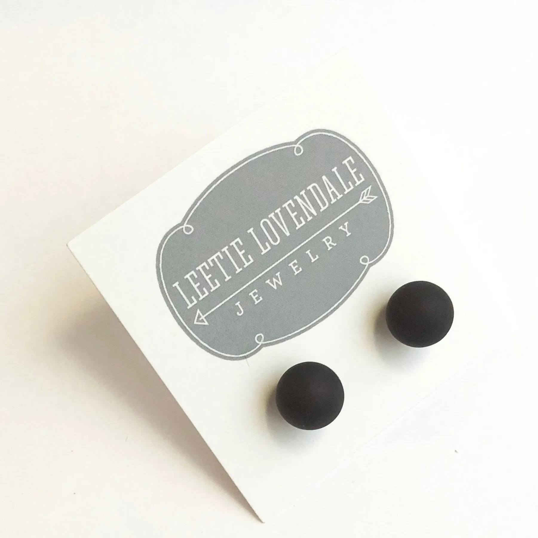 Black Petite Matte Lucite Ball Stud Earrings