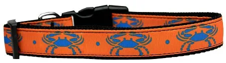 Blue Crabs Nylon Dog Collar Sm