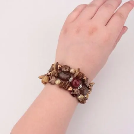 Bohemian Jewelry Multicolor Shell and Stones Beaded Bracelet for Women