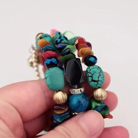 Bohemian Jewelry Multicolor Shell and Stones Beaded Bracelet for Women