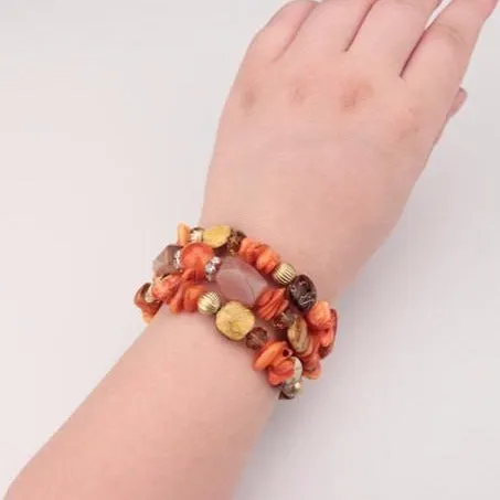 Bohemian Jewelry Multicolor Shell and Stones Beaded Bracelet for Women