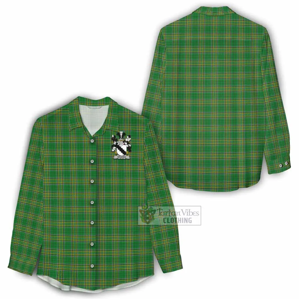 Braden Irish Clan Tartan Women's Casual Shirt with Coat of Arms