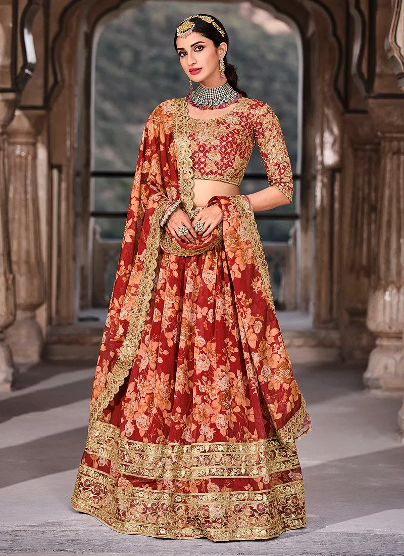 Bridal Red Zari Embroidered Traditional Lehenga Choli