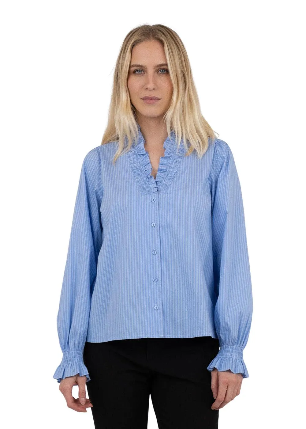 Brielle Stripe Shirt - Light Blue