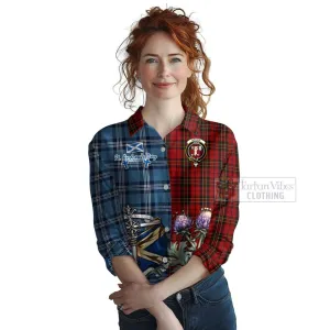 Brodie Tartan Women's Casual Shirt Happy St. Andrew's Day Half Tartan Style