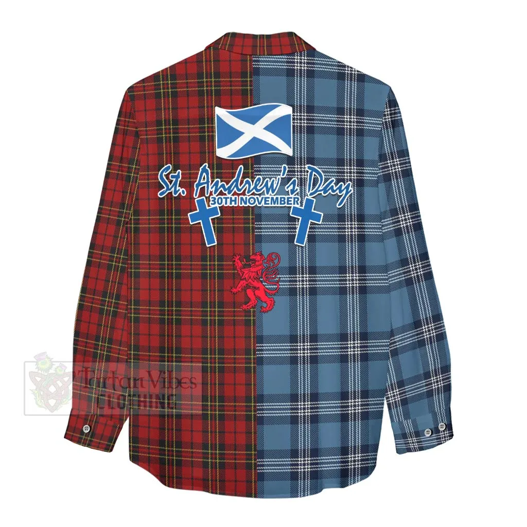 Brodie Tartan Women's Casual Shirt Happy St. Andrew's Day Half Tartan Style