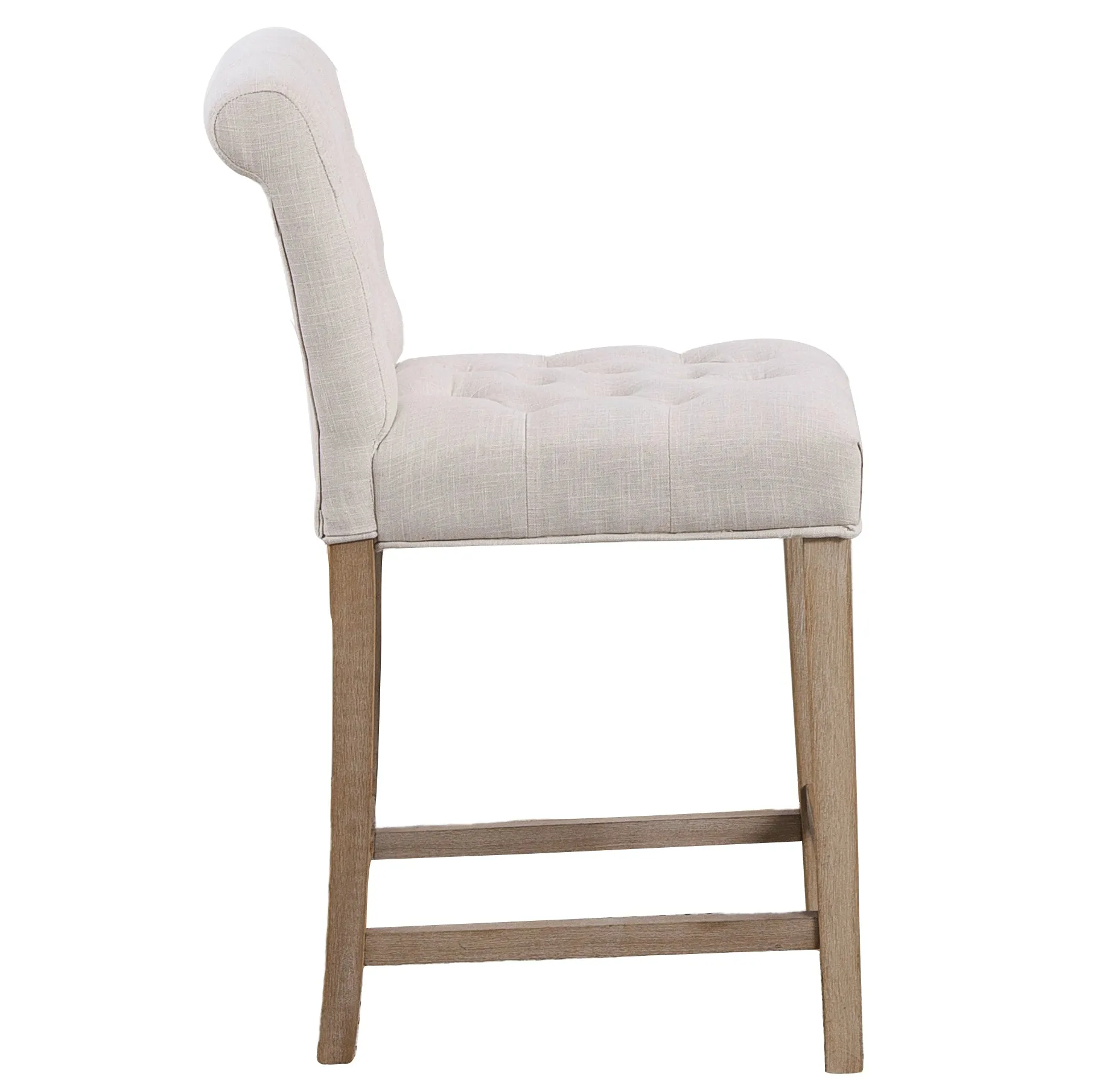 BTExpert Wooden Linen Tufted Counter 26" Bar Stool Chair , Accent Nail Trim Barstool ONE