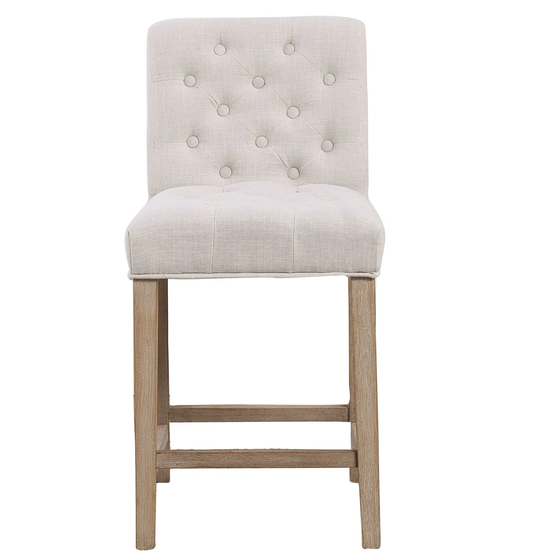 BTExpert Wooden Linen Tufted Counter 26" Bar Stool Chair , Accent Nail Trim Barstool ONE