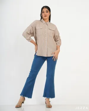 Button Down Polyester Top 57732