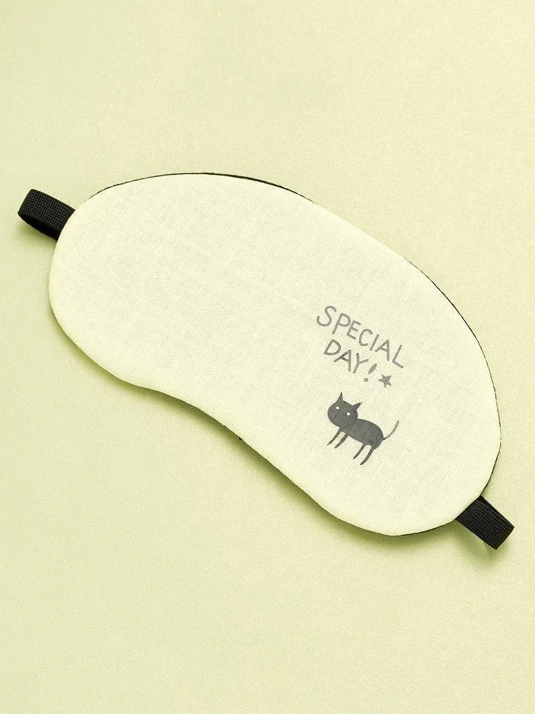 Cat & Letter Print Eye Mask