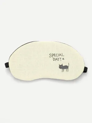 Cat & Letter Print Eye Mask