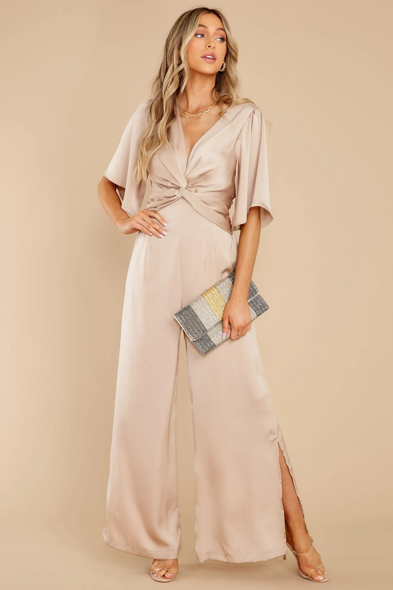 Charming Grace Beige Jumpsuit