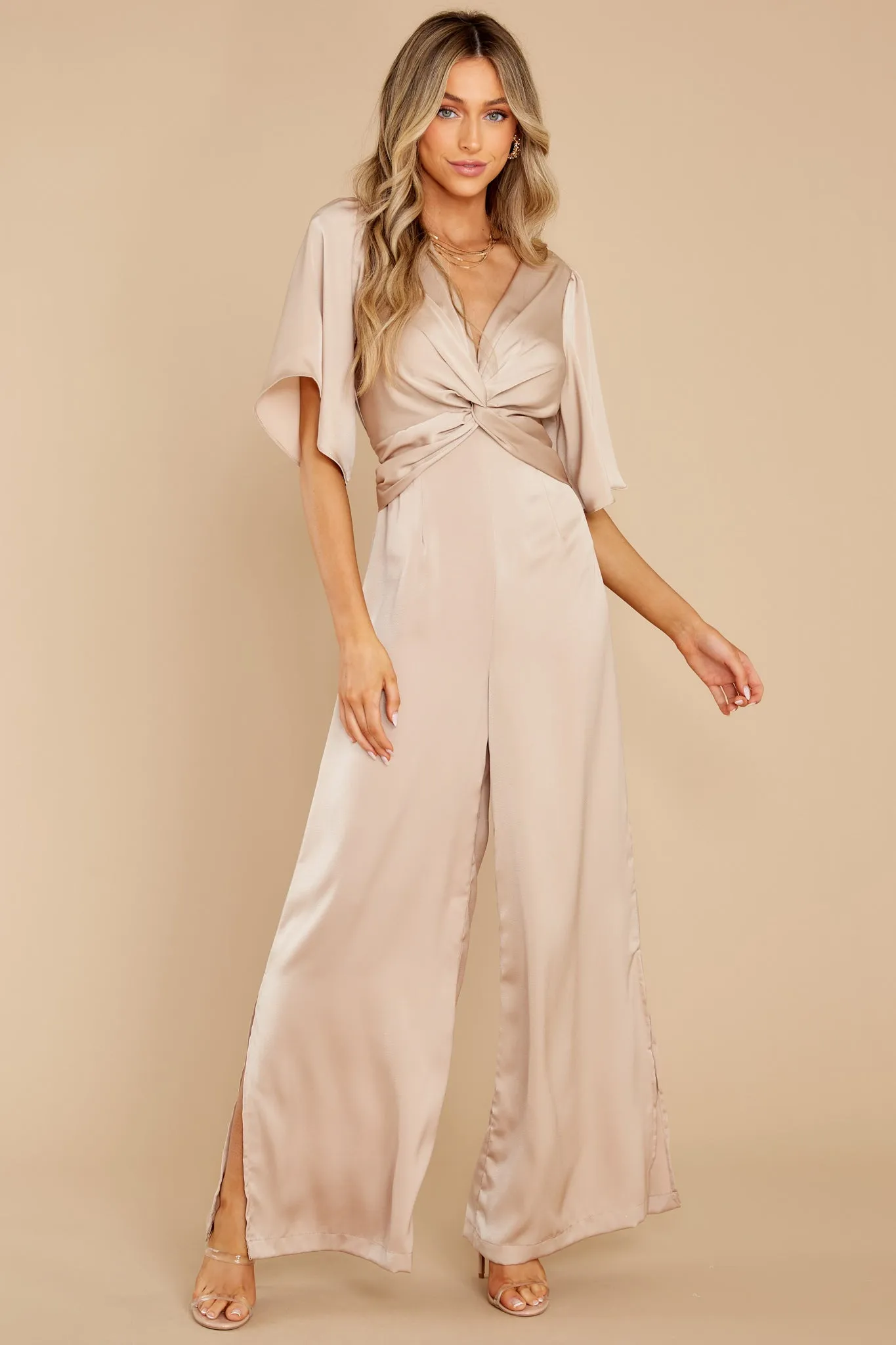 Charming Grace Beige Jumpsuit