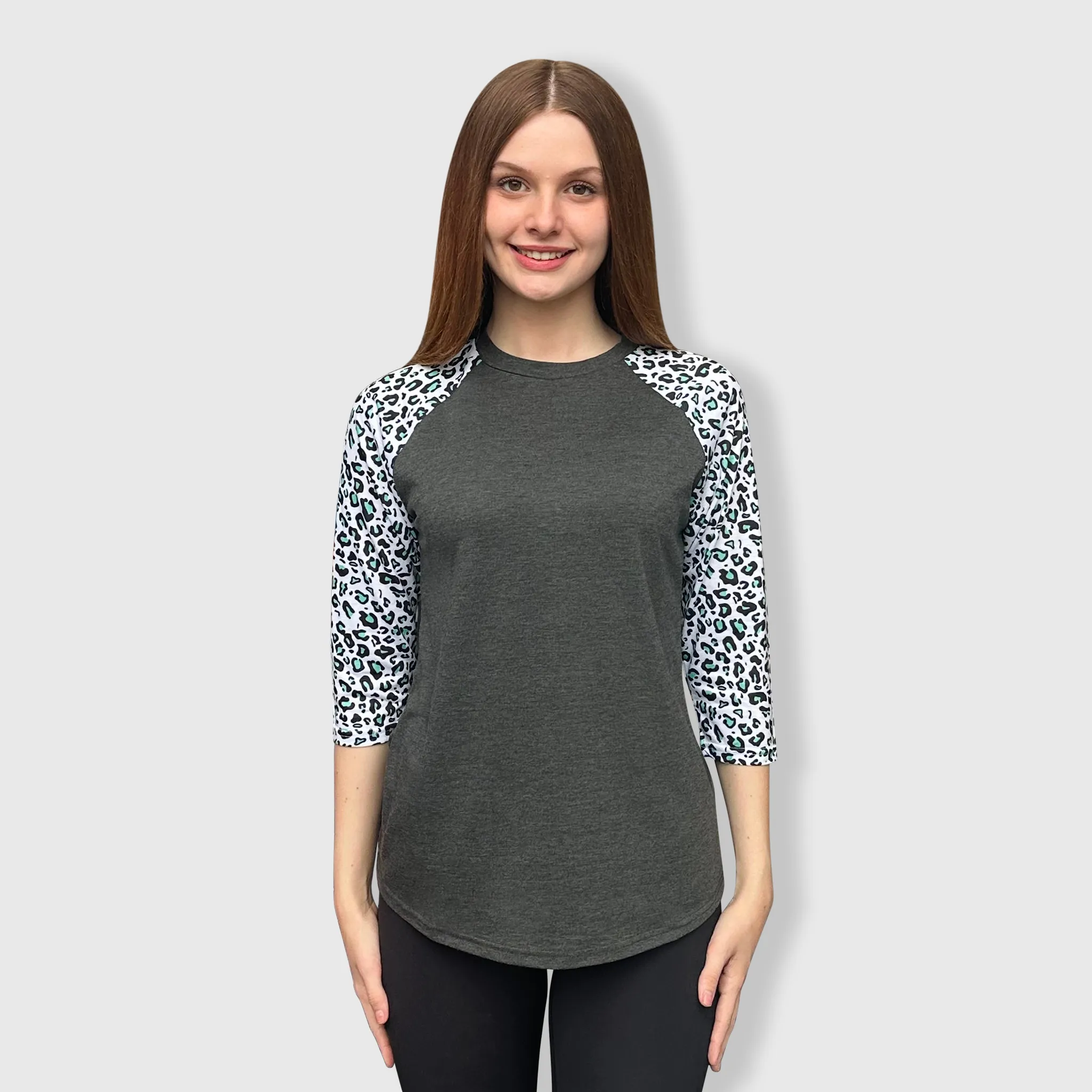 Cheetah Charcoal Green Polyester Top