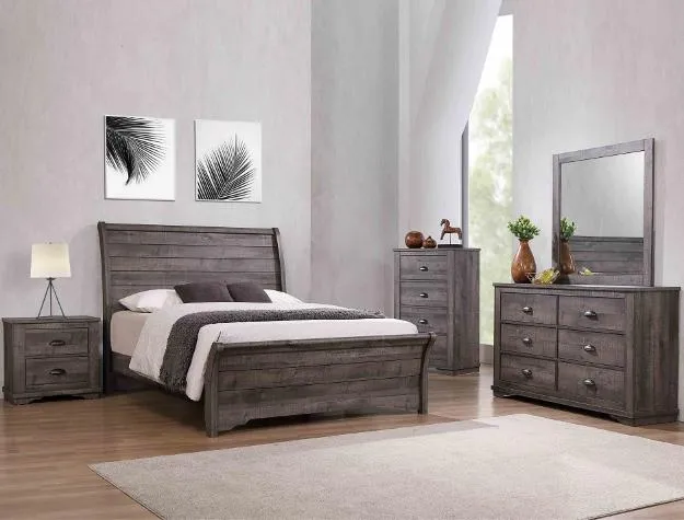 Coralee Gray Queen Sleigh Bed