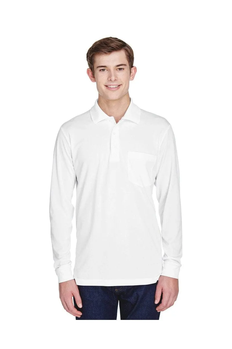 Core 365 88192P: Adult Pinnacle Performance Long-Sleeve Pique Polo with Pocket