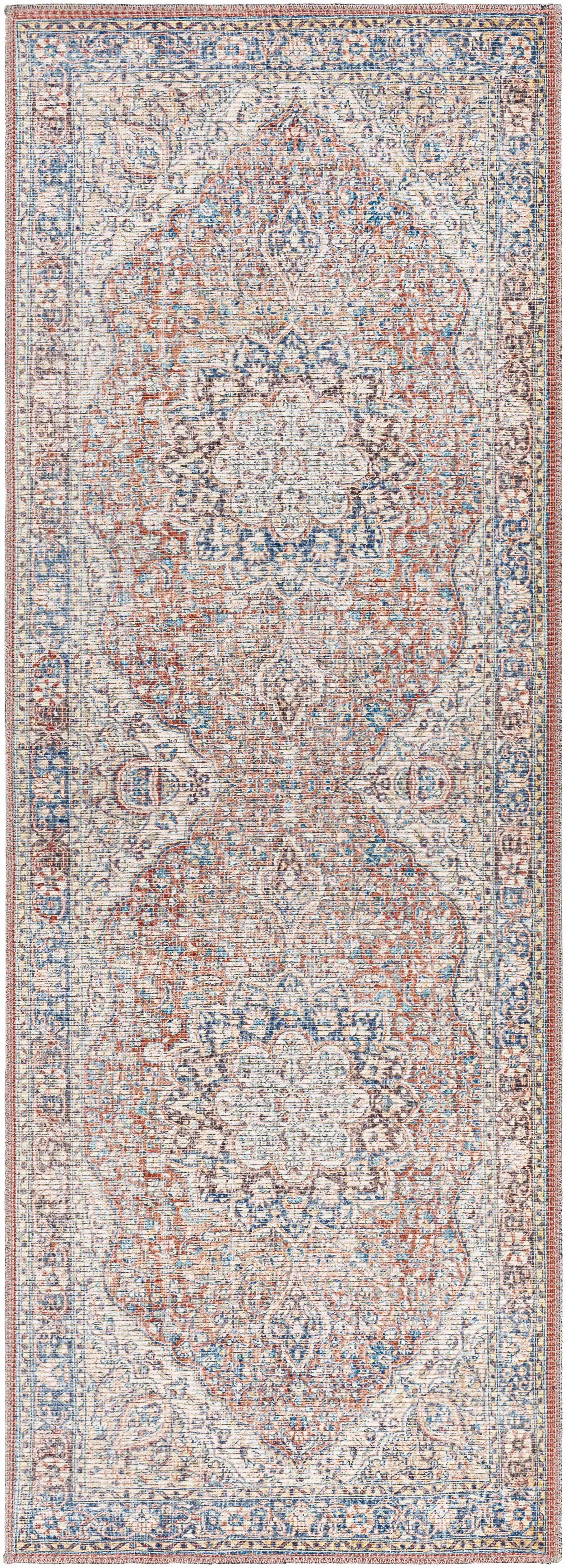 Cream Rust Maribojoc Medallion Washable Area Rug