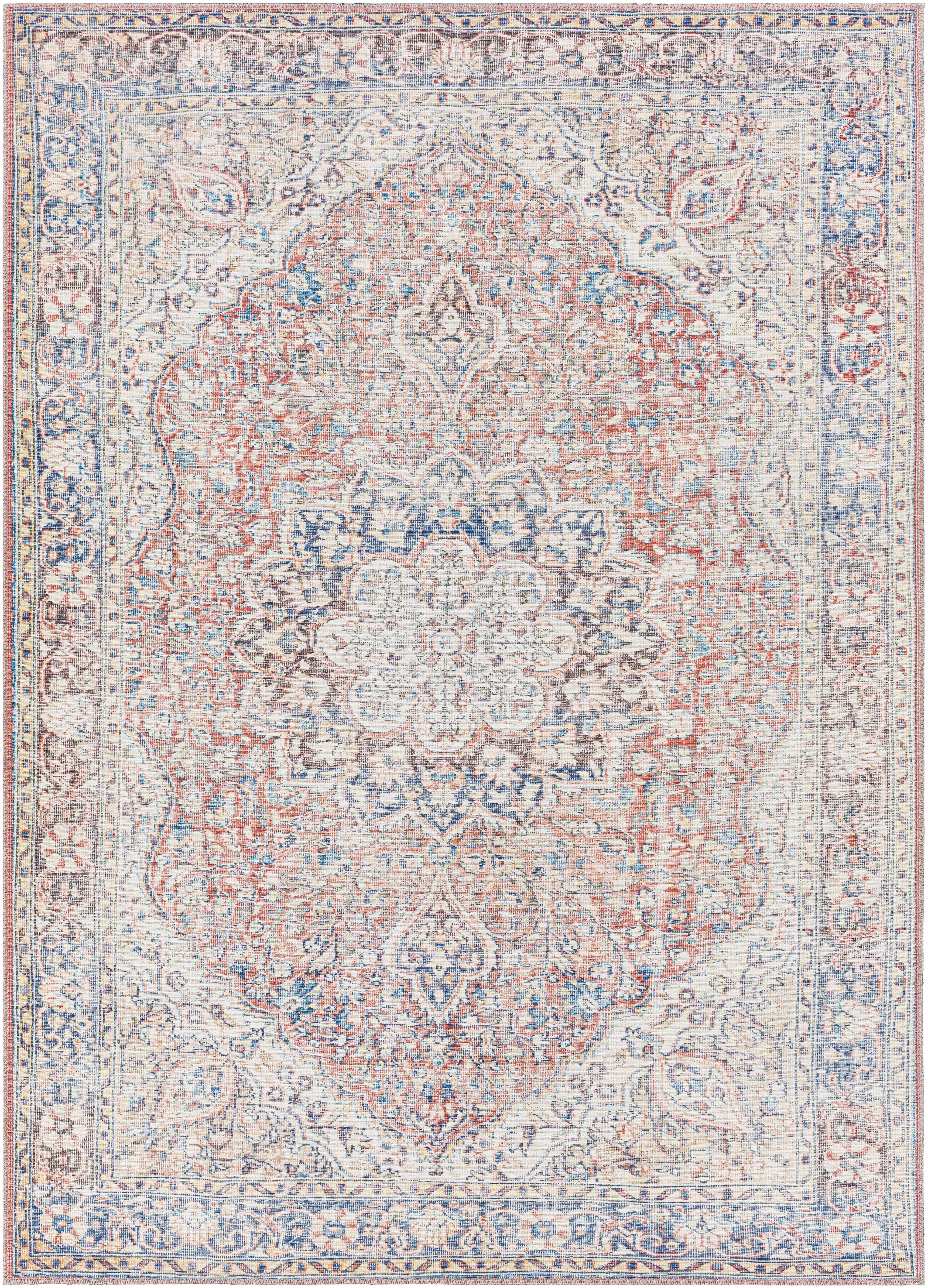 Cream Rust Maribojoc Medallion Washable Area Rug