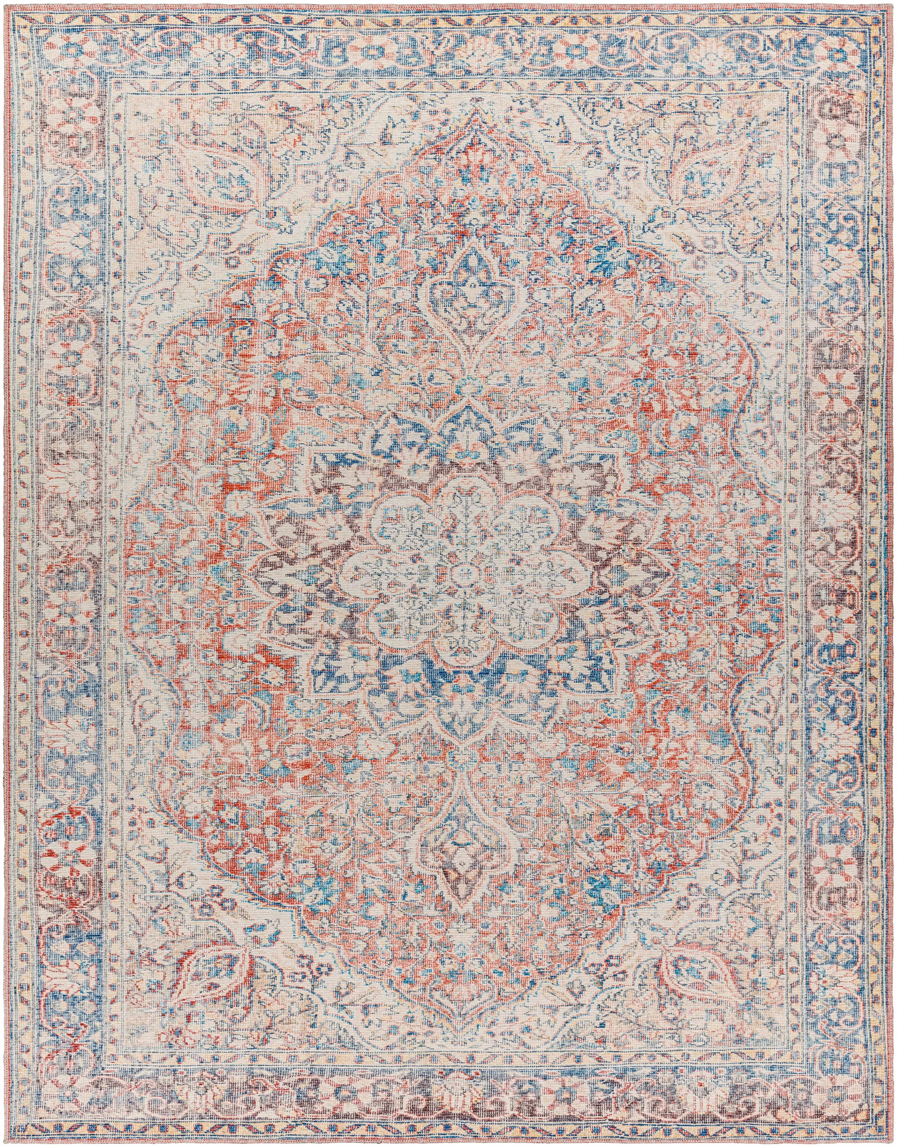 Cream Rust Maribojoc Medallion Washable Area Rug