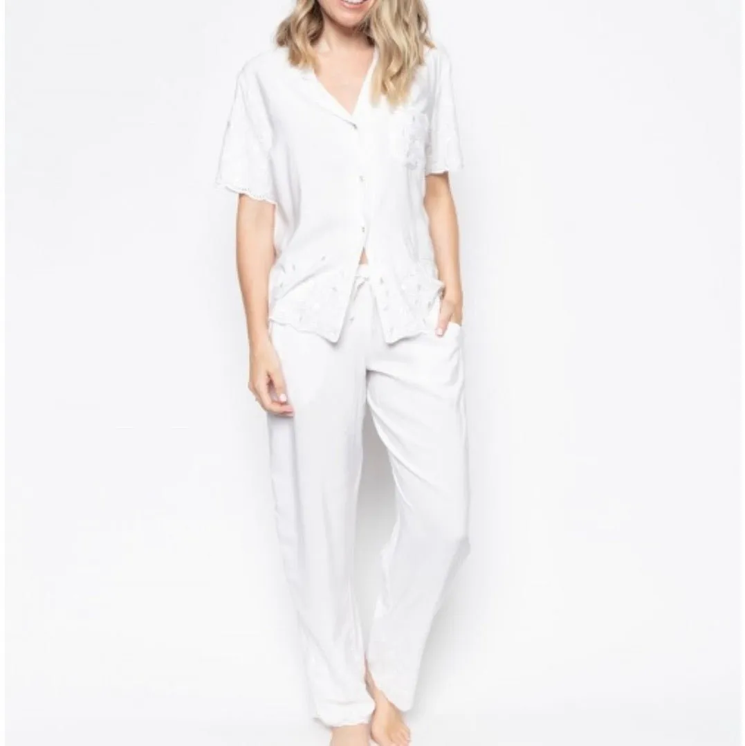 Cyberjammies  - Rose Embroidered Pyjamas - White