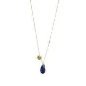 Dark Blue Stone Long Pendant Necklace