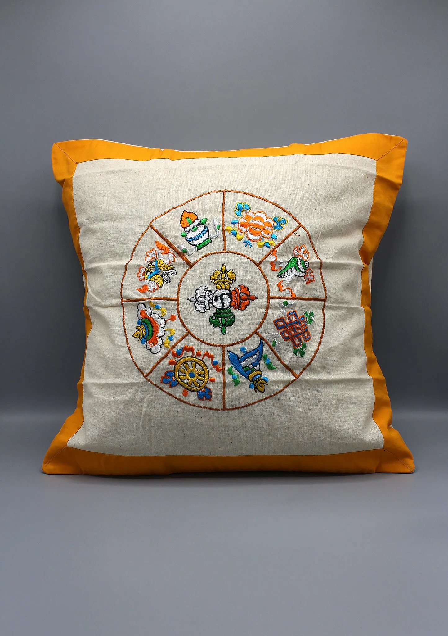 Eight Auspicious Symbol Embroidery Cotton Pillow Covers