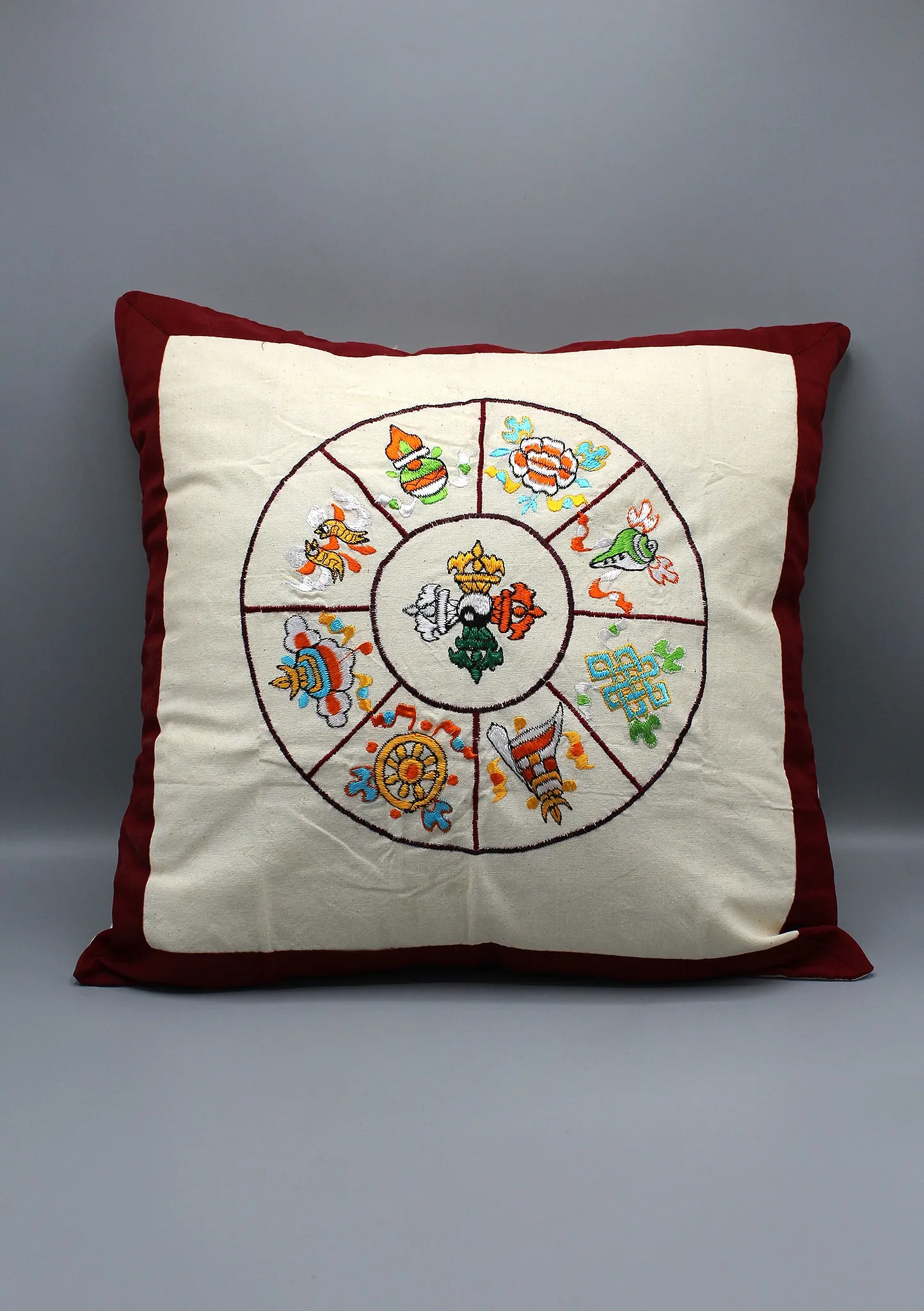 Eight Auspicious Symbol Embroidery Cotton Pillow Covers