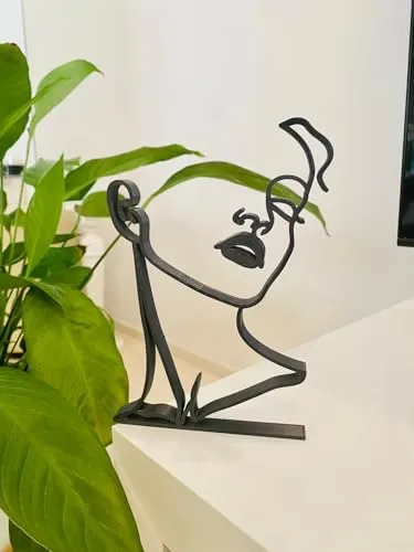 EROTNGO Abstract Minimalist Sculpture: Girl with Unique Hairstyle - Tabletop Figure for Home Office Decor, Ideal Gift or Housewarming Present