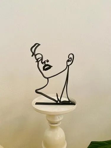 EROTNGO Abstract Minimalist Sculpture: Girl with Unique Hairstyle - Tabletop Figure for Home Office Decor, Ideal Gift or Housewarming Present