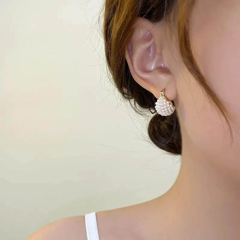 Fashionable Luxury Imitation Pearl Brand Piercing Woman Elegant Stud French Earring