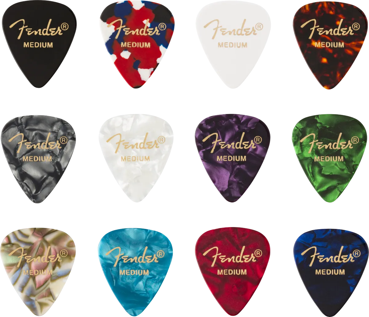 Fender 351 Celluloid Medley (12) Medium Picks