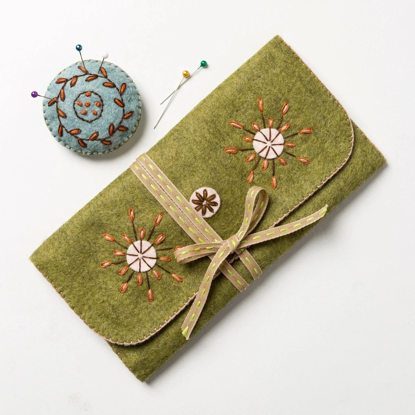 Folk Embroidered Sewing Roll - Corinne Lapierre Embroidery Kit