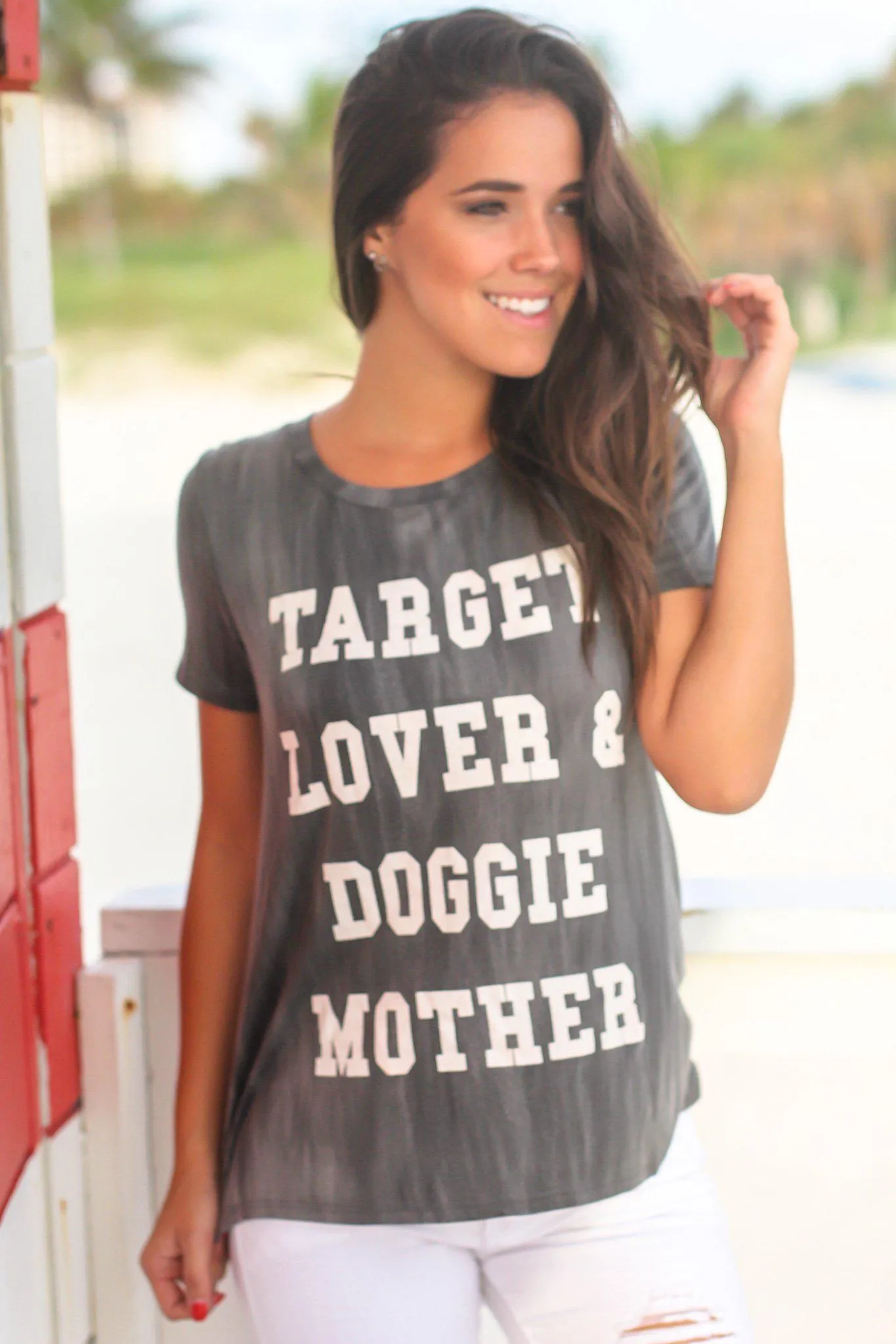 Gray "Doggie Mother" Tie Dye Top